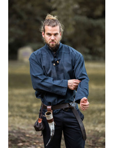 Middelalder skjorte snørebånd model Ansbert, blå farve 2