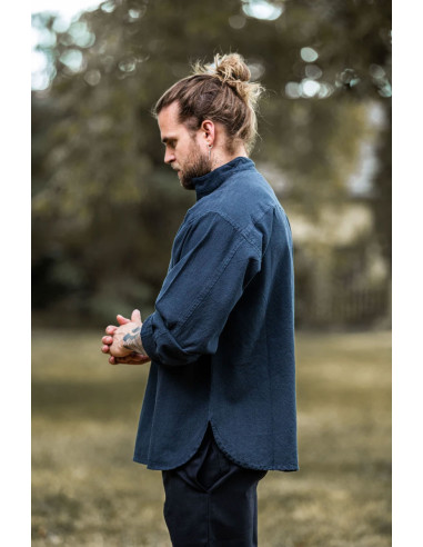 Mittelalter Hemdschnürsenkel Modell Ansbert, blaue Farbe