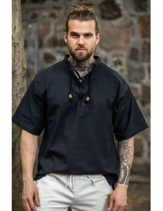 Camisa medieval manga corta y lazos, color negro 2