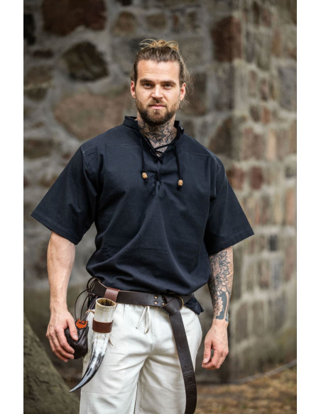 Camisa medieval manga corta y lazos,...