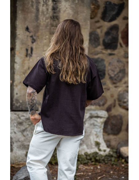 Camisa medieval manga corta y lazos,...