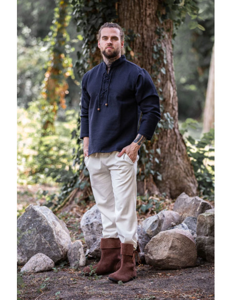 Camisa medieval gruesa cordones, negra