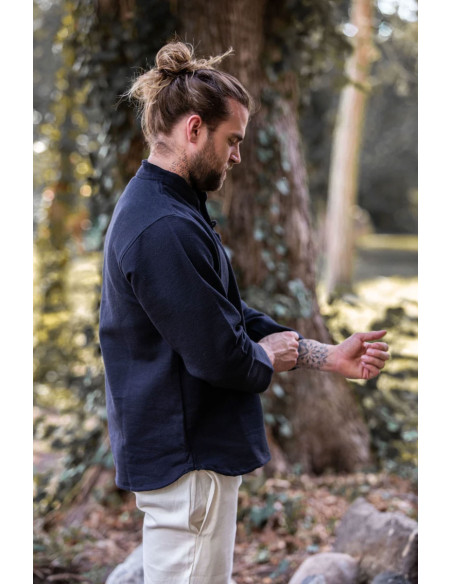 Camisa medieval gruesa cordones, negra