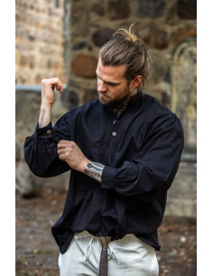 Camisa medieval ancha Oswald, color negro