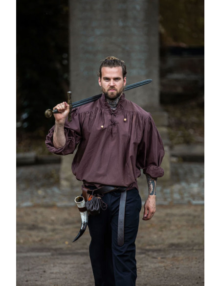 Camisa medieval ancha con lazos,...