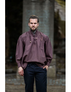 Camisa medieval ancha con lazos, color marrón 2