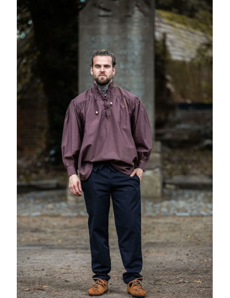 Camisa medieval ancha con lazos,...