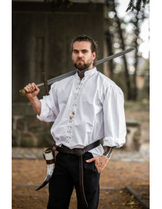 Camisa medieval con lazos modelo Dagwin, blanco