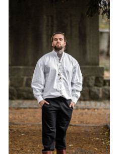 Middelalderskjorte med bindebånd model Dagwin, hvid 2