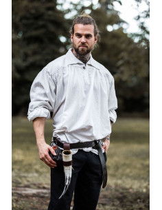 James model piratenhemd met hoge hals, witte kleur