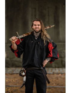 Middelalderskjorte Lansquenet model Albert, sort-rød