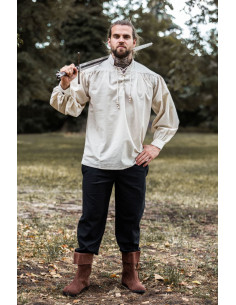 Hochgeschlossenes Schnürshirt, naturweiß 2