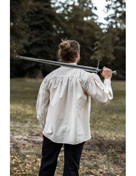 Hochgeschlossenes Schnürshirt, naturweiß