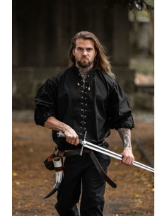 Camisa medieval con lazos modelo Dagwin, color negro