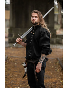 Camisa medieval con lazos modelo Dagwin, color negro 2