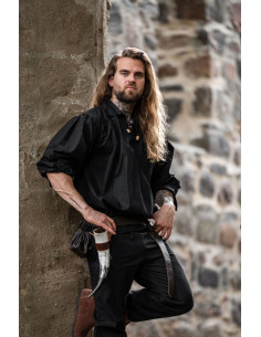 Middelalderskjorte med slips model Georg, sort farve 2