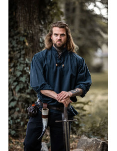 Camisa medieval con lazos modelo Georg, color azul