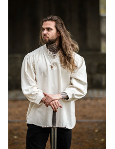 Camisa medieval crema con lazos 2