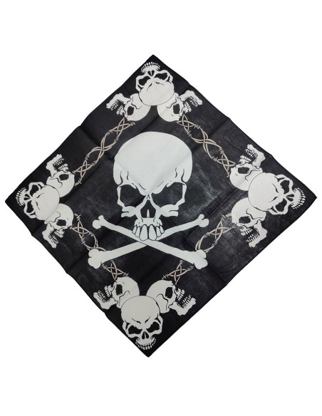Bandana negra de pirata calaveras
