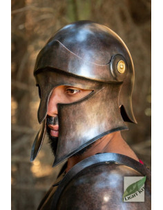 Koper gecoat 18 guauge staal middeleeuwse Griekse Korinthische helm met rode pluim Accessoires Hoeden & petten Helmen Militaire helmen 