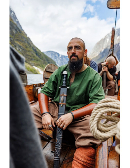 Túnica vikinga manga corta Olaf, verde