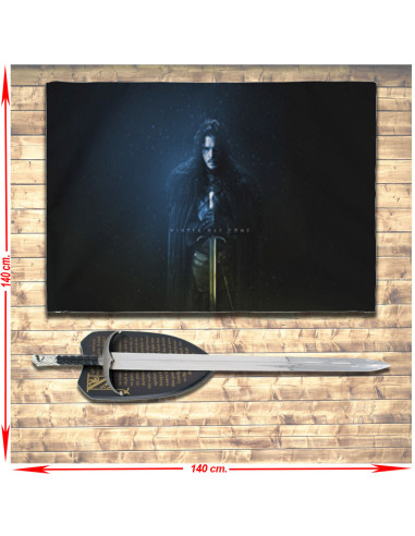 Jon Snow banner og sværdpakke med stativ, Game of Thrones