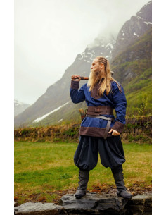 Túnica vikinga de lana modelo Roland, azul oscuro 2