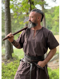 Túnica vikinga manga corta Theobald, marrón oscuro 2