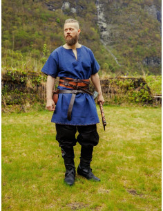 Túnica vikinga manga corta Theobald, azul 2
