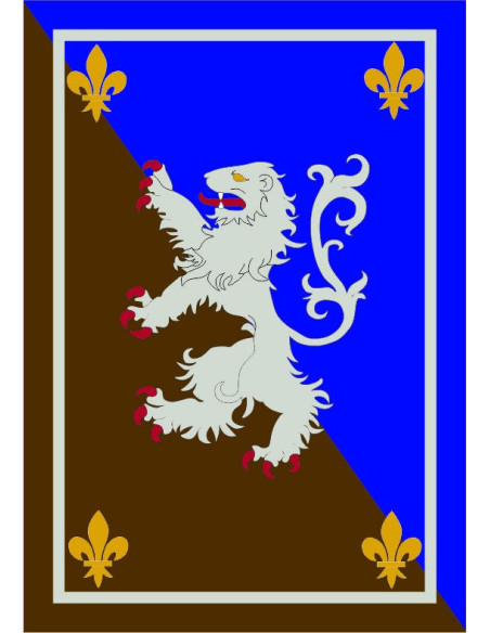 Blåbrunt middelalderbanner med frodig...