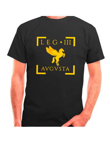 Camiseta Legio III Augusta Romana en negro, manga corta