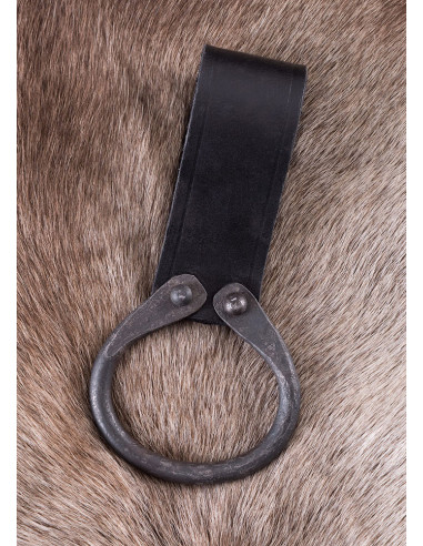 Tahalí negro para llevar hachas en el cinturón con anilla forjada