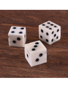 Set van 3 dobbelstenen van been, gepolijst en met de hand...