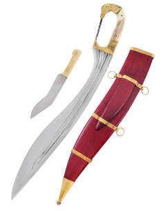 Falcata, Kopis con cuchillo, mango cabeza caballo, s. IV-III a.C.