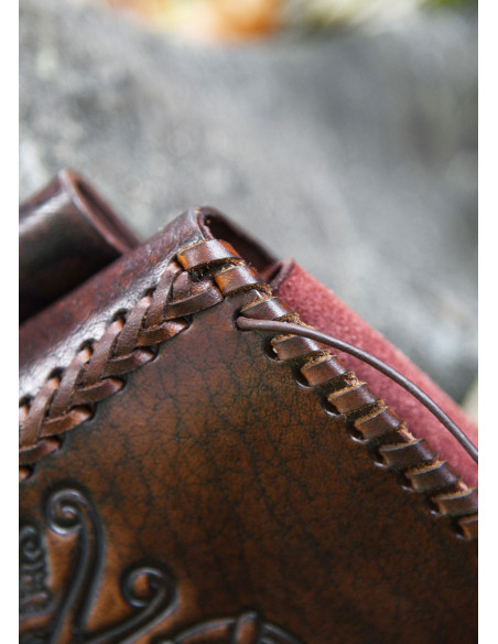 Bolsa dragón en piel marrón para... Bolsa dragón en piel marrón para...