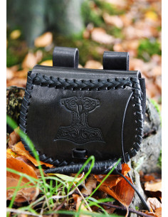 Bolsa Vikinga martillo de Thor en piel negra, para llevar... 2