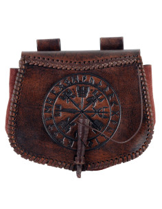 Keltische Vegvisir-Tasche aus braunem Leder, zum Tragen...