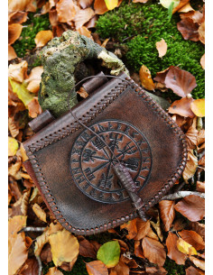 Keltische Vegvisir-Tasche aus braunem Leder, zum Tragen... 2