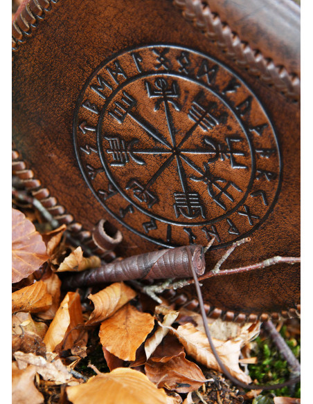 Keltische Vegvisir tas in bruin leer,...
