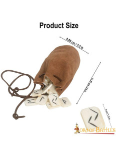 Set mit 25 magischen Knochenrunen mit Ledertasche 2