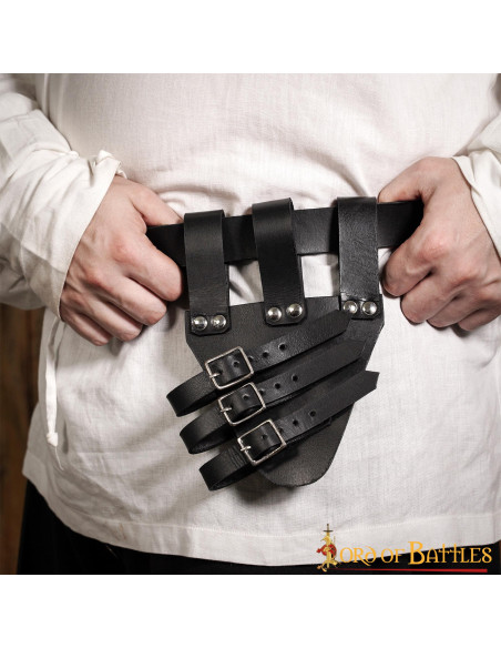 Baldric til gribersværd i læder med 3...