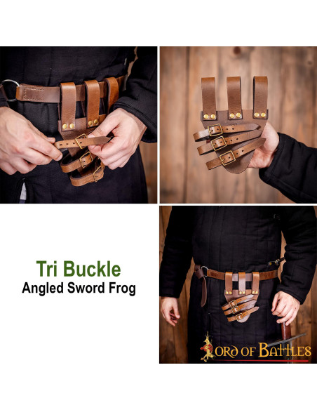 Baldric voor rapierzwaarden in leer...