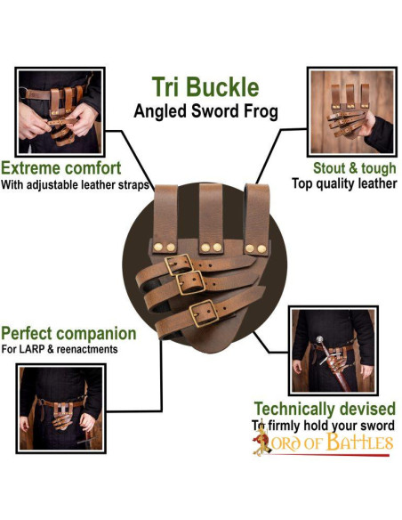 Baldric voor rapierzwaarden in leer...
