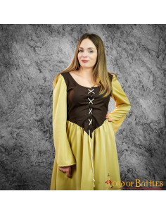Mittelalterkleid Arwen braun-senf einteilig 2