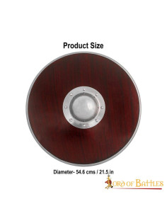 Funktionelt Viking Warrior Shield i træ og stål (54,5 cm.) 2