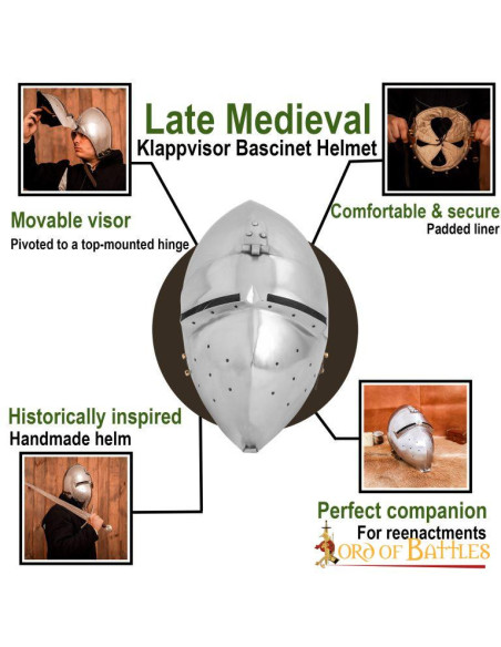 Casco Medieval Bacinete Klappvisor...