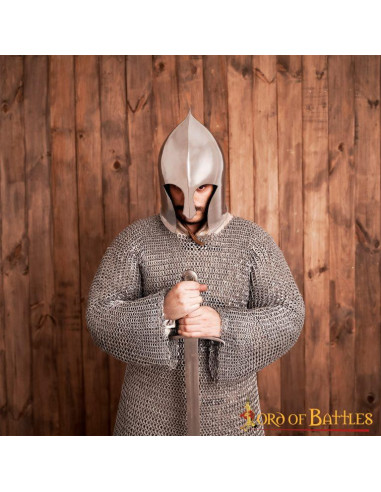 Barbuta Medieval Warrior med læderfor