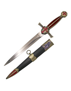 Templar middeleeuwse dolk, rode kruis pommel