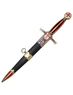Templar middeleeuwse dolk, rode kruis pommel 2