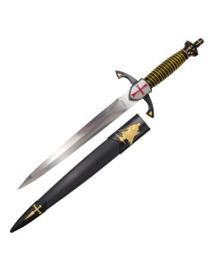 Schwarzer Templer mittelalterlicher Dolch Schutzschild Kreuz
